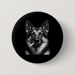 German shepherd smoking funny gangster dog meme button