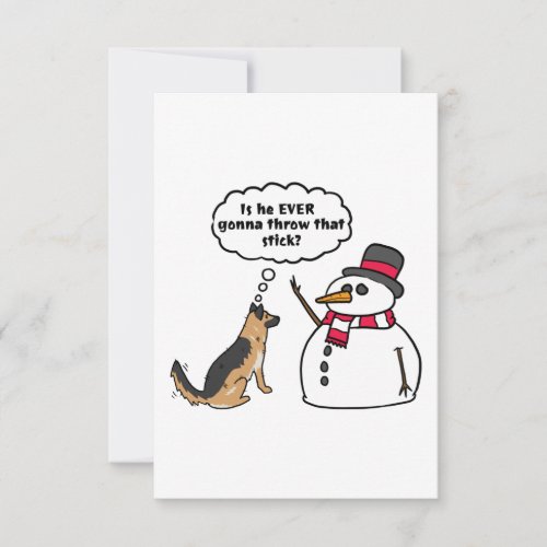 German Shepherd Snowman Christmas Card