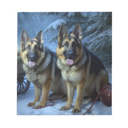 German Shepherd Snowy Sleigh Christmas Decor  Notepad