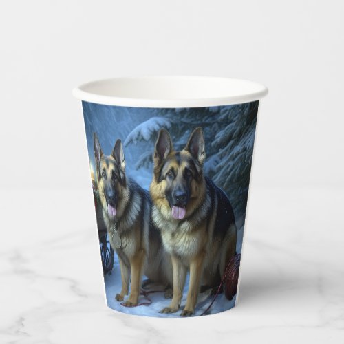 German Shepherd Snowy Sleigh Christmas Decor  Paper Cups