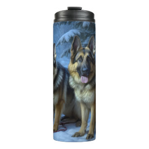 German Shepherd Snowy Sleigh Christmas Decor Thermal Tumbler