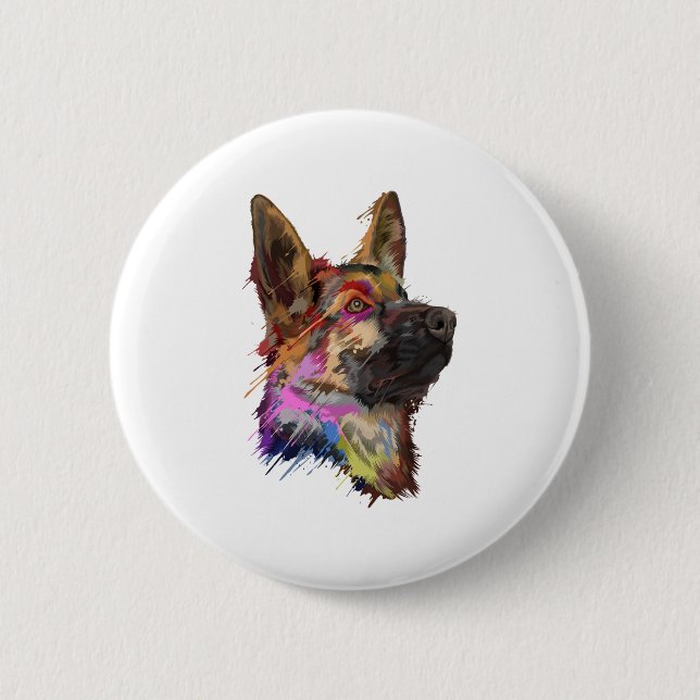 German Shepherd Splash Art  Button (Front)