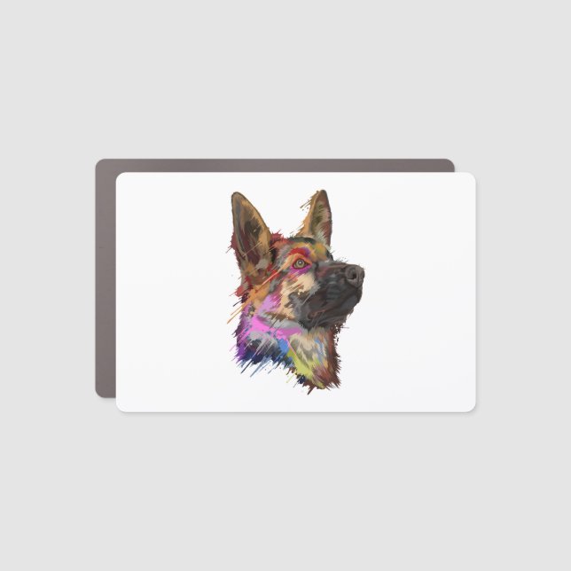 German Shepherd Splash Art  Car Magnet (Front)
