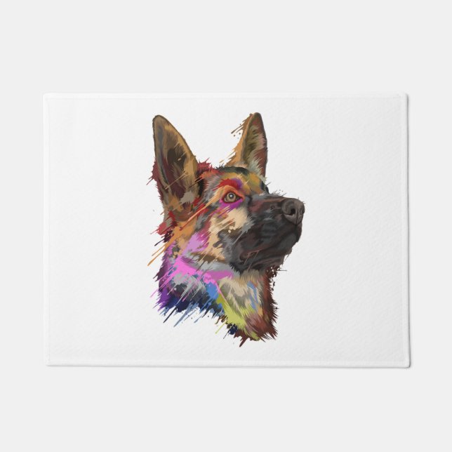 German Shepherd Splash Art  Doormat (Front)