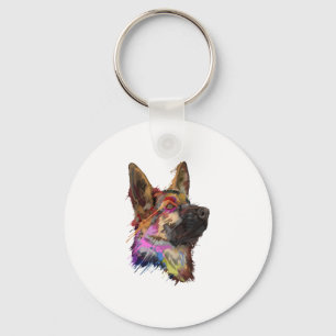 German Shepherd Splash Art  Keychain