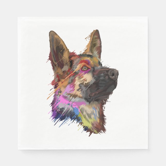 German Shepherd Splash Art  Napkins (Front)