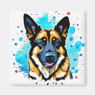 German Shepherd Splash Magnet