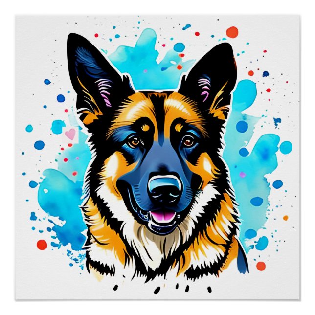 German Shepherd Splash Poster (Front)