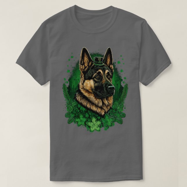 German Shepherd St Patricks day T-Shirt (Design Front)