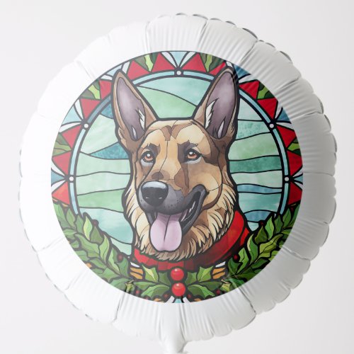 German Shepherd Stained Glass Christmas Balloon