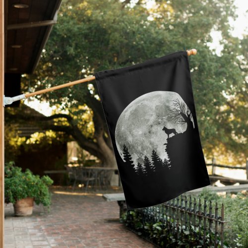  German Shepherd Standing On Mountain Halloween House Flag