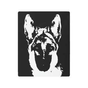 German Shepherd Stencil Metal Print Wall Art