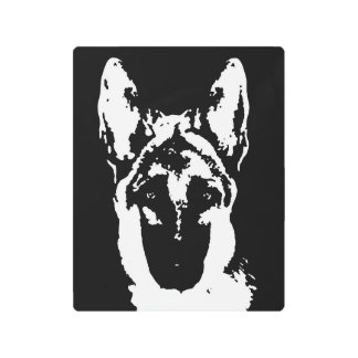 German Shepherd Stencil Metal Print Wall Art