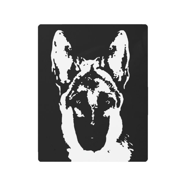 German Shepherd Stencil Metal Print Wall Art (Front)