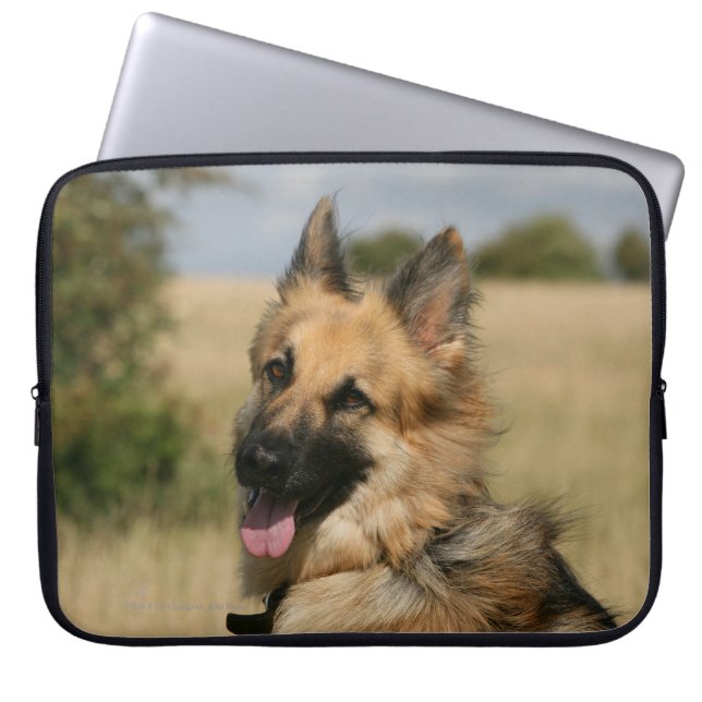 German Shepherd Sticking Tongue Out Laptop Sleeve (Front)