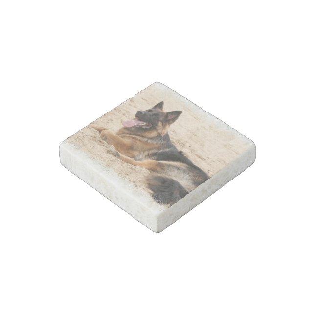 German Shepherd Stone Magnet (Angled)