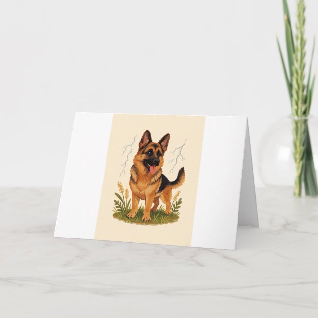 German Shepherd Storm Watch Hero Greeting Card
