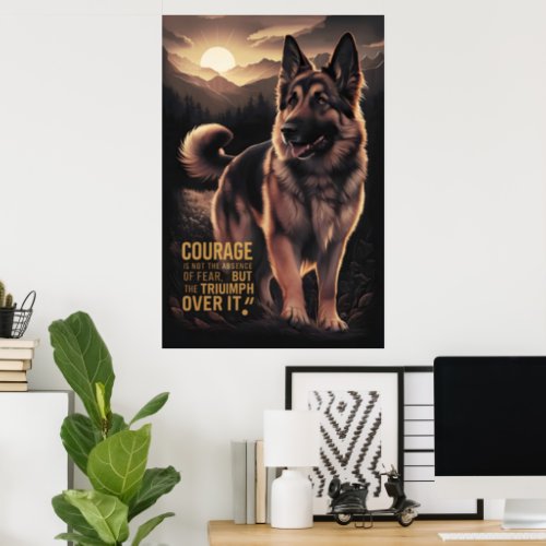 German Shepherd Sunrise Courage Poster