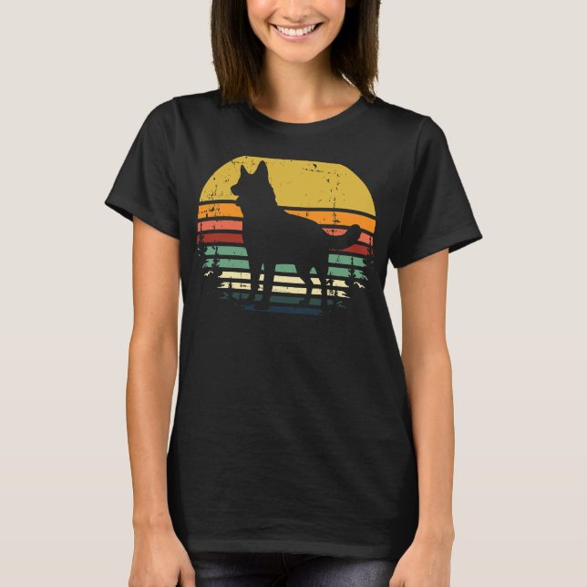 German Shepherd Sunset Retro German Shepherd Sunse T-Shirt (Front)