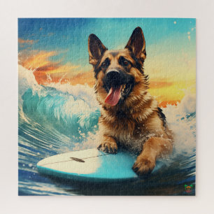 German Shepherd Surfing Jigsaw Puzzle