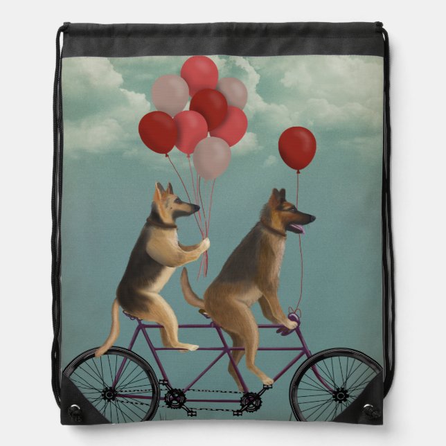 German Shepherd Tandem Drawstring Bag (Front)