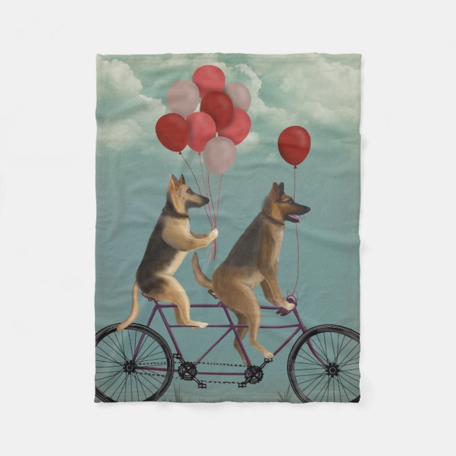 German Shepherd Tandem Fleece Blanket (Front)