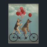 German Shepherd Tandem Postcard<br><div class="desc">German Shepherd Tandem by Fabfunky. Features German Shepards on a bicycle in a whimsical,  steampunk style.  | 192034D</div>