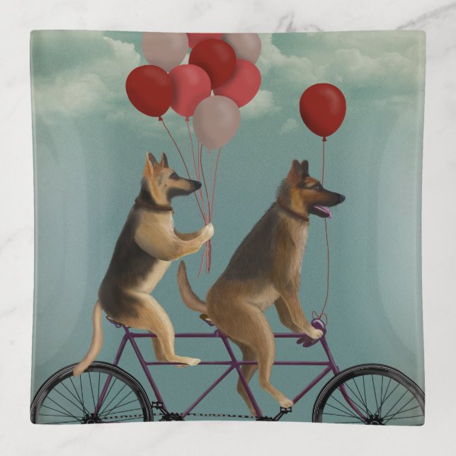 German Shepherd Tandem Trinket Tray (Front)