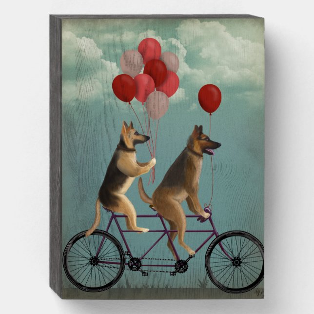 German Shepherd Tandem Wooden Box Sign (Front Vertical)