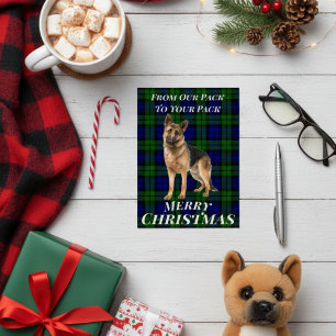 German Shepherd Tartan Christmas Card