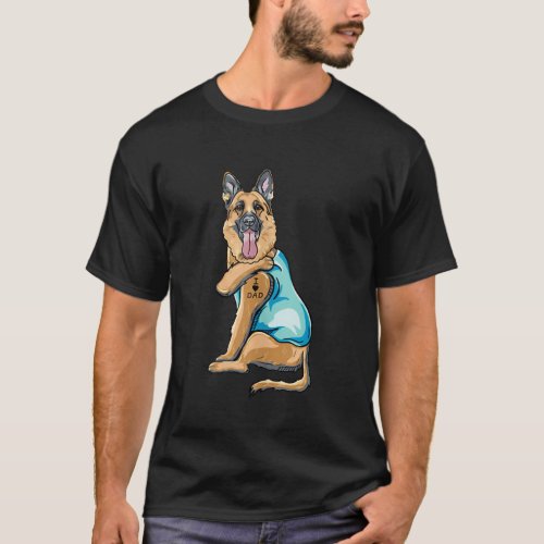 German Shepherd Tattoos I Love DAD Sitting Gift Fa T_Shirt