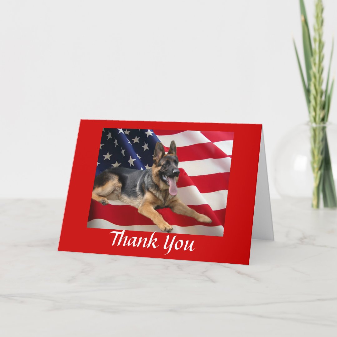 German Shepherd Thank You Card All American | Zazzle