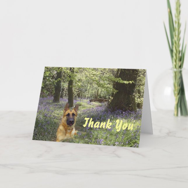 German Shepherd Thank You Card Forest (Front)