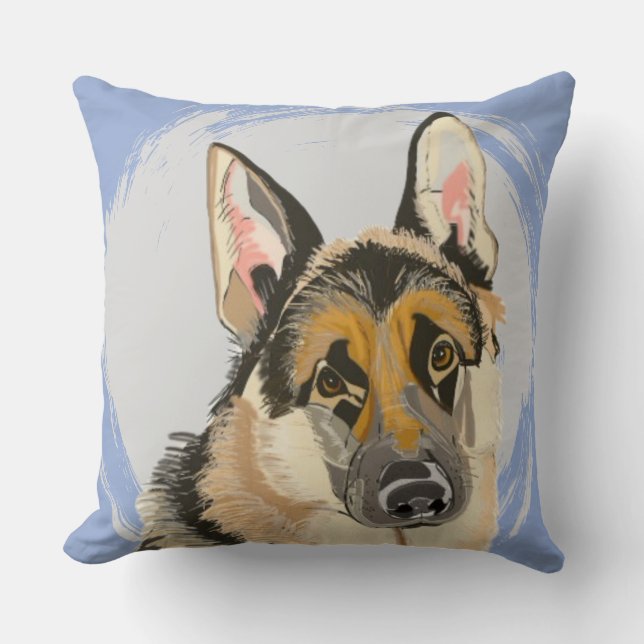 German Shepherd  Throw Pillow (Front)