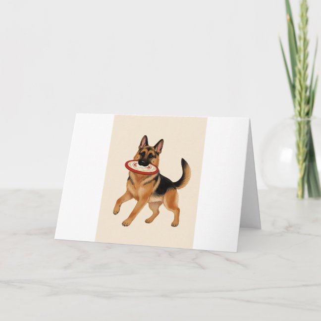 German Shepherd Tireless Frisbee Catch Greeting Ca Card