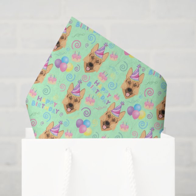 German Shepherd Tissue Paper in Green (Gift Bag)