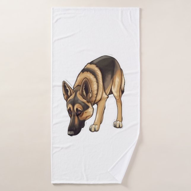 German Shepherd Tracking  Bath Towel (Bath Towel)