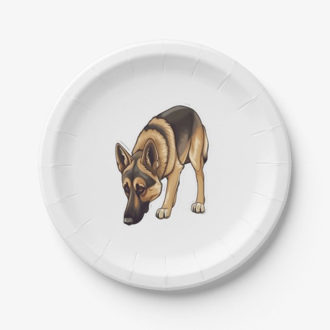 German Shepherd Tracking  Paper Plates (Front)