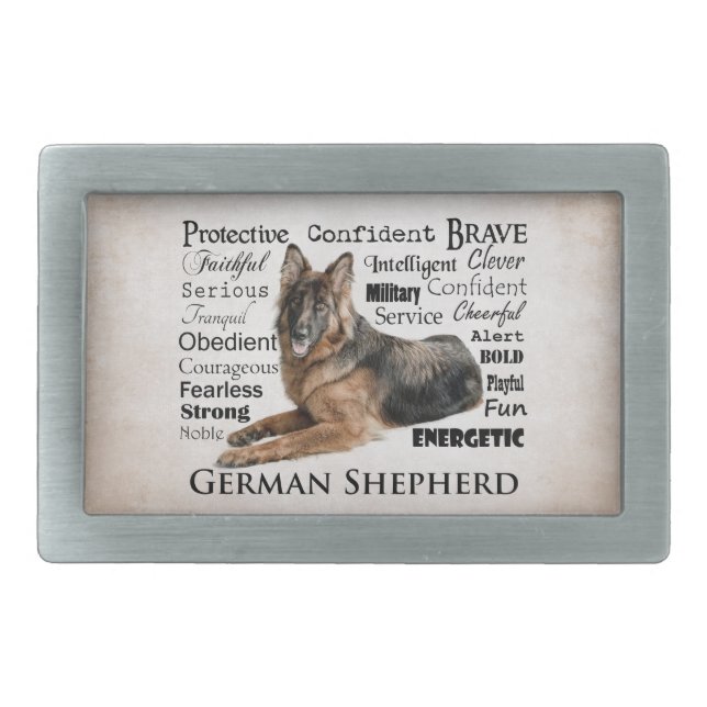 German Shepherd Traits Belt Buckle (Front)