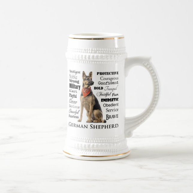 German Shepherd Traits Stein (Right)