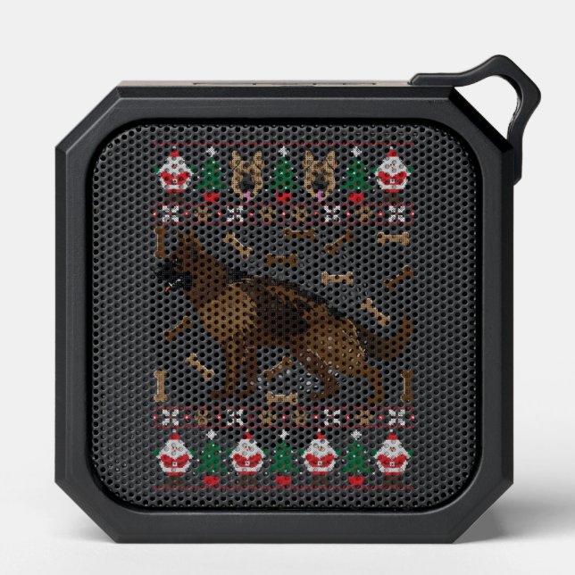 German Shepherd Ugly Christmas Holiday Dog Lover X Bluetooth Speaker (Front)