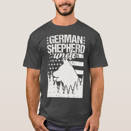 German Shepherd Uncle American Flag T_Shirt