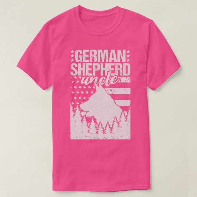 German Shepherd Uncle American Flag T-Shirt (Design Front)
