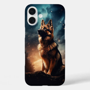 German Shepherd Under Stormy Sky iPhone 16 Plus Case