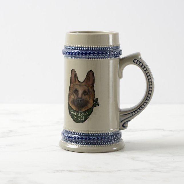 GERMAN SHEPHERD UNDERDOG BEER STEIN (Right)