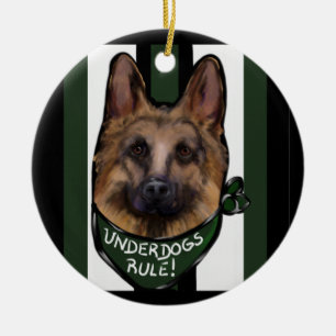 German Shepherd Underdog Ceramic Ornament
