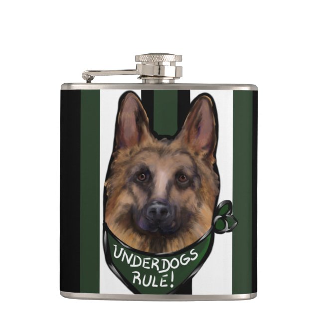 German Shepherd Underdog Flask (Front)
