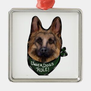 German Shepherd Underdog Metal Ornament