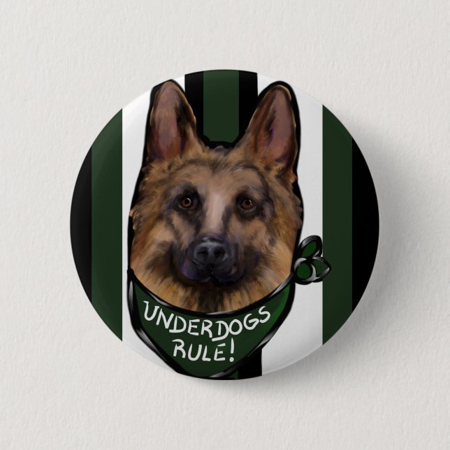 German Shepherd Underdog Pinback Button (Front)