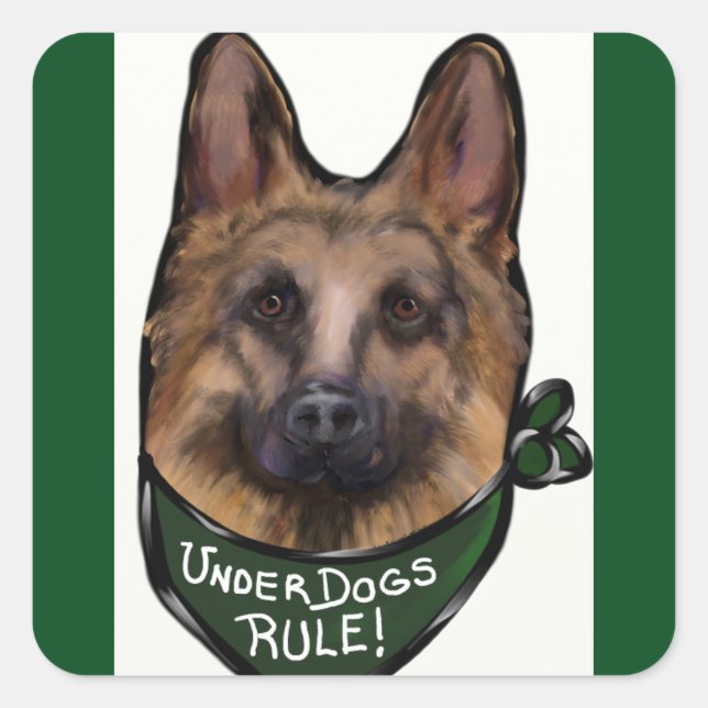 German Shepherd Underdog Square Sticker (Front)
